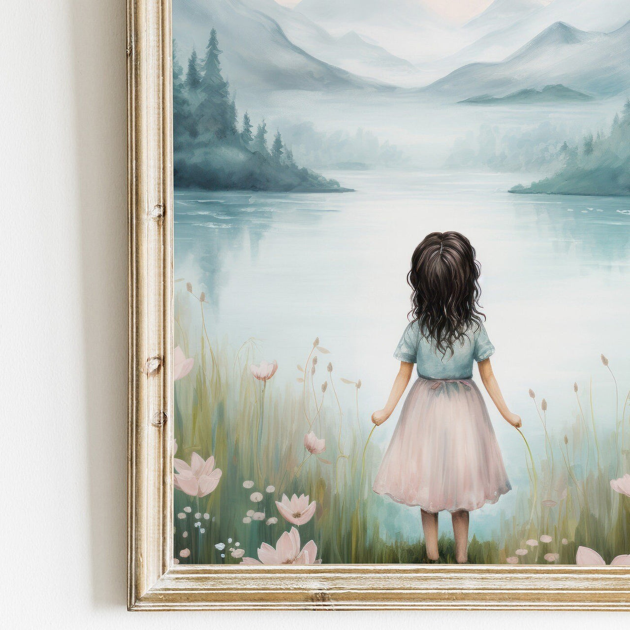 Little Girl Wall Art – Vintage Nursery Print for Girls Room