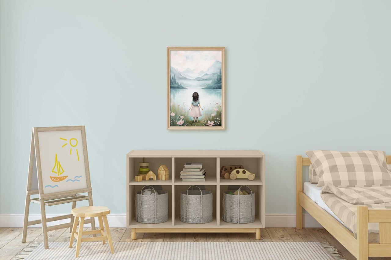 Little Girl Wall Art – Vintage Nursery Print for Girls Room