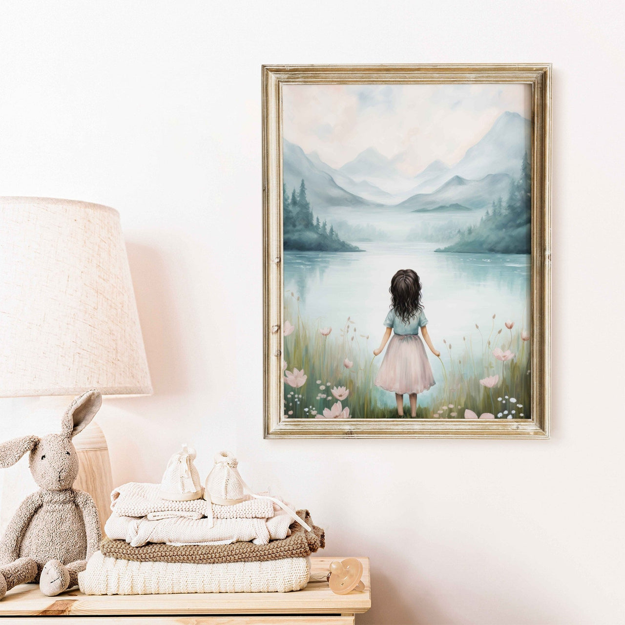 Little Girl Wall Art – Vintage Nursery Print for Girls Room