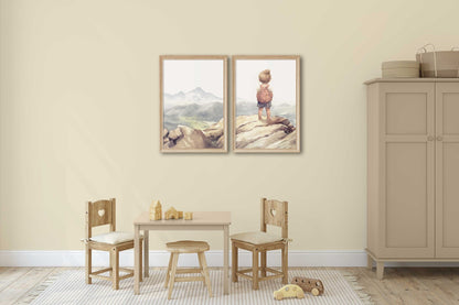 Girl Adventure Nursery Art, Mountain Decor for Girls' Room - WildfieldPrints