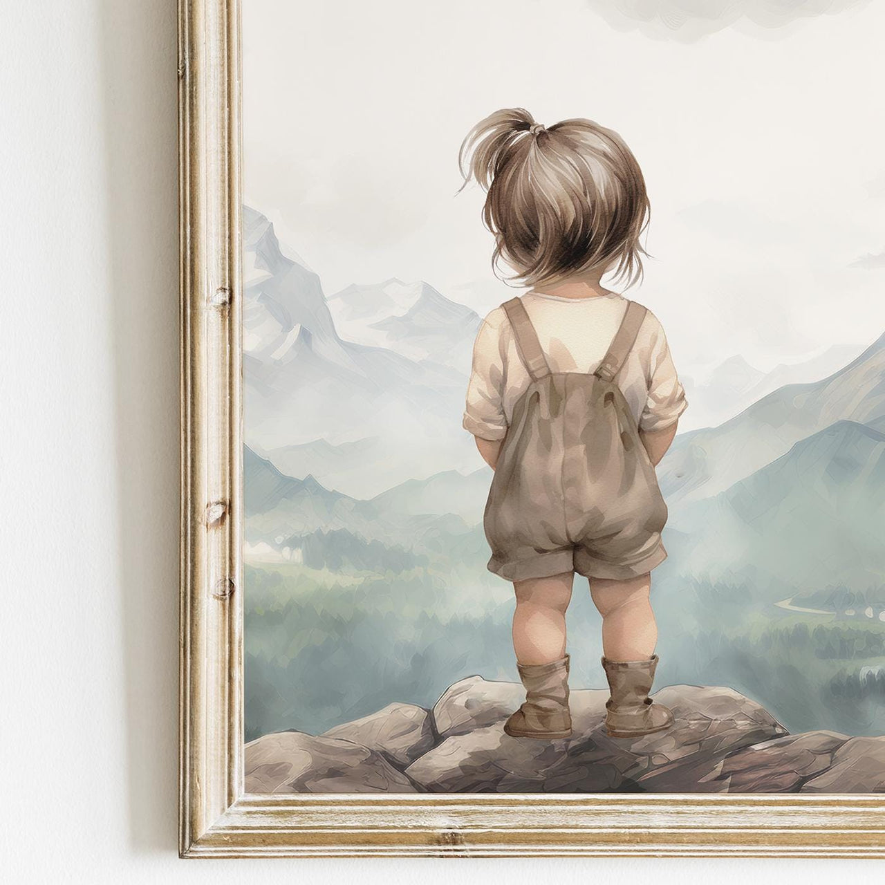 Mountain View Girl Print – Nature Nursery Wall Art for Girls • Set of 3