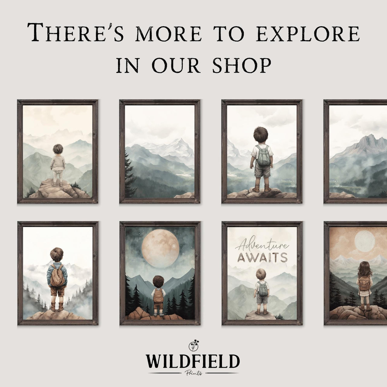 Mountain View Girl Print – Nature Nursery Wall Art for Girls • Set of 3