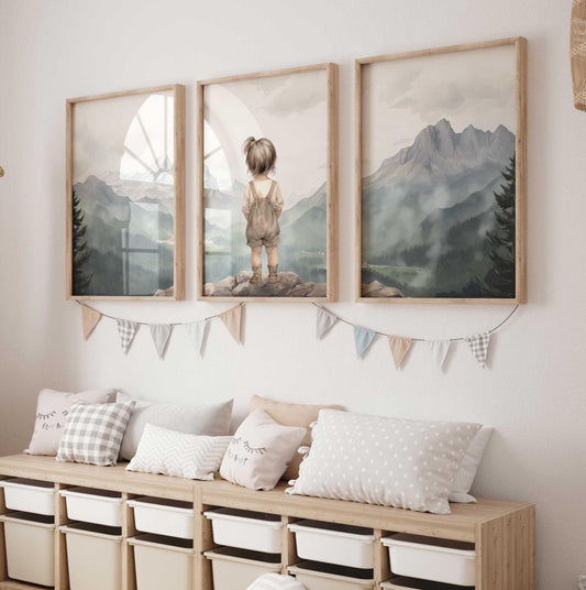 Girl Adventure Nursery Art, Nature Playroom Decor, Outdoor Prints - WildfieldPrints