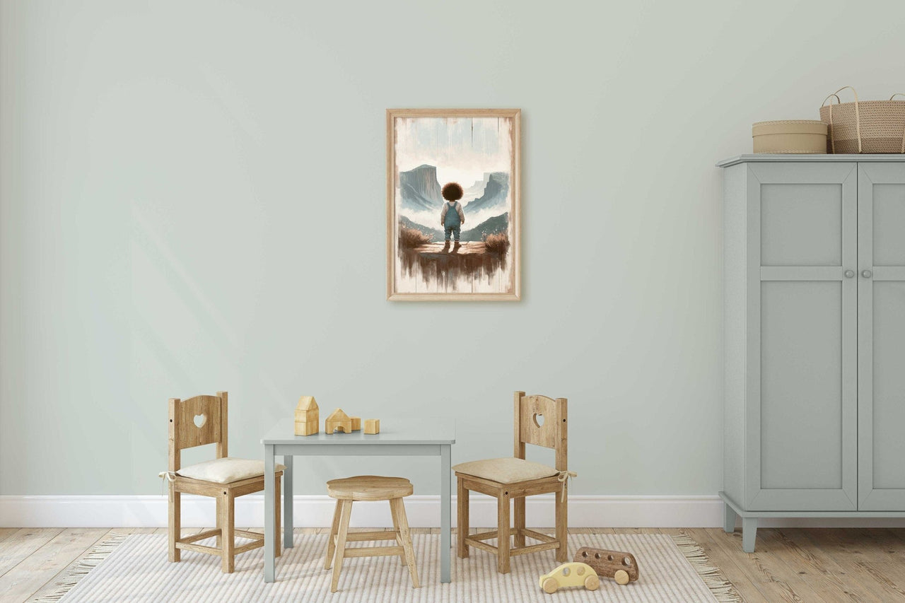 Black Toddler Girl Adventurer Print – African Nursery Wall Art