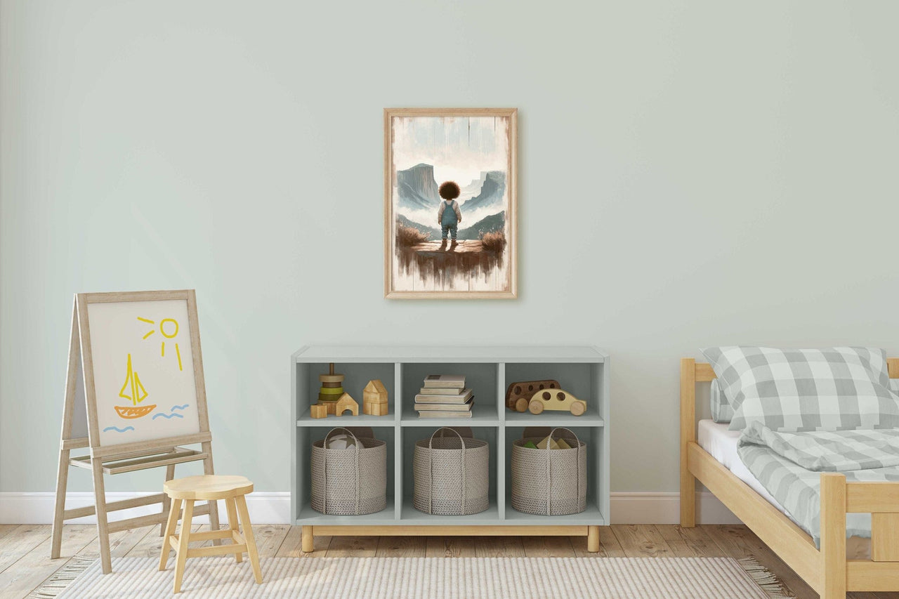 Black Toddler Girl Adventurer Print – African Nursery Wall Art