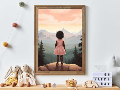 Girl Adventure Print, Black Girl Wall Art, African American Nursery Decor - WildfieldPrints