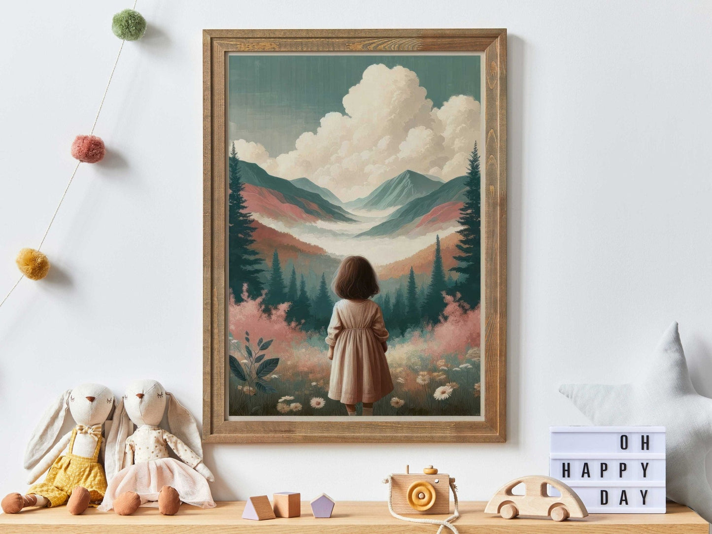 Girl Adventure Print, Mountain Nursery Decor, Toddler Room Art - WildfieldPrints