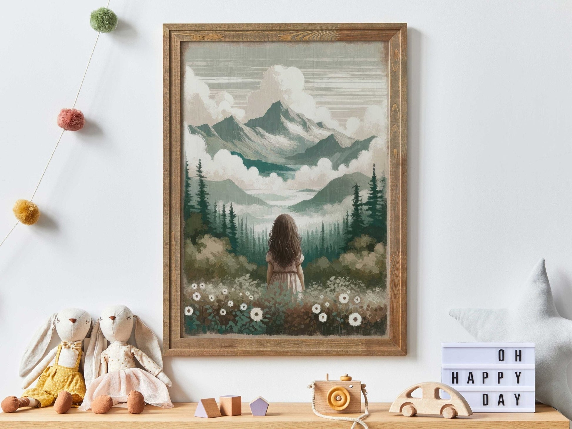 Girl Adventure Print, Mountain Nursery Decor, Toddler Room Art - WildfieldPrints