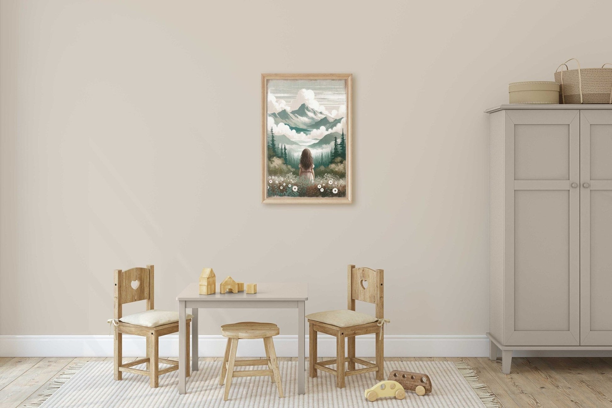 Girl Adventure Print, Mountain Nursery Decor, Toddler Room Art - WildfieldPrints