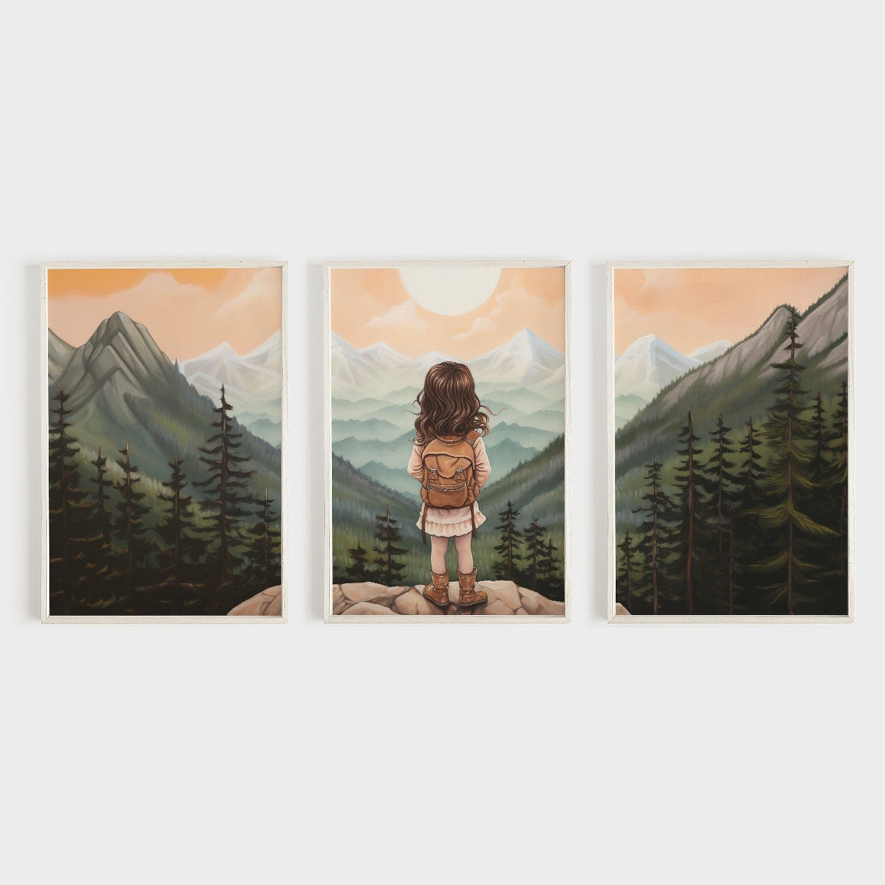 Brave Girl Adventure Wall Art – Nature Girls Room Print • Set of 3