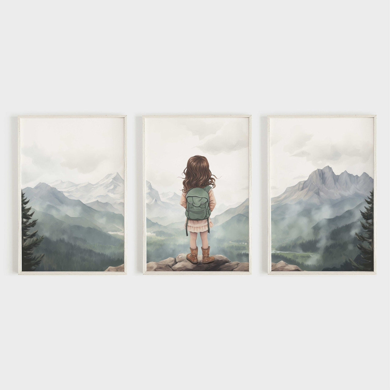 Girl Adventure Wall Art – Nature Girls Room Print • Set of 3