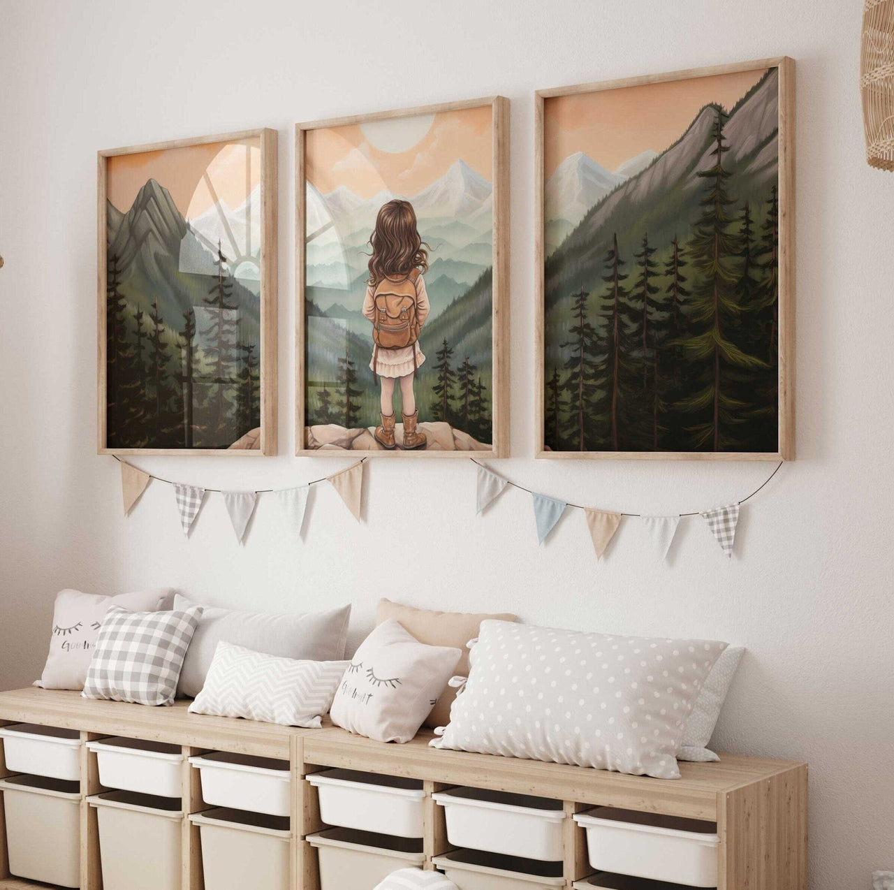 Brave Girl Adventure Wall Art – Nature Girls Room Print • Set of 3