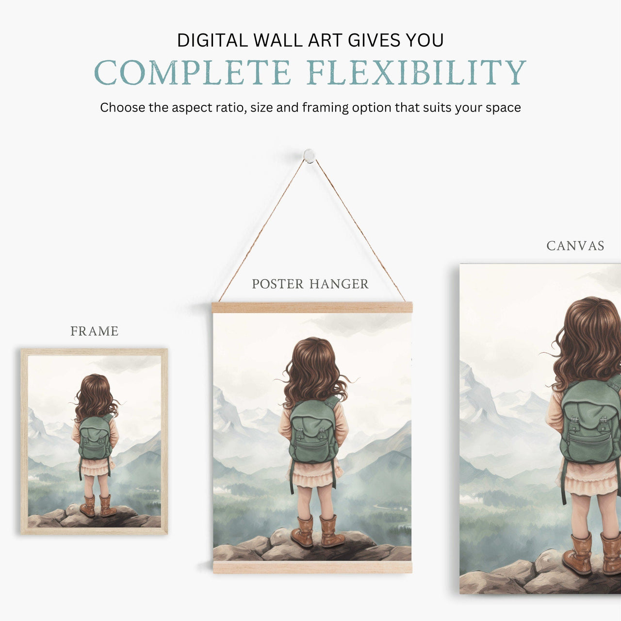 Girl Adventure Wall Art – Nature Girls Room Print • Set of 3