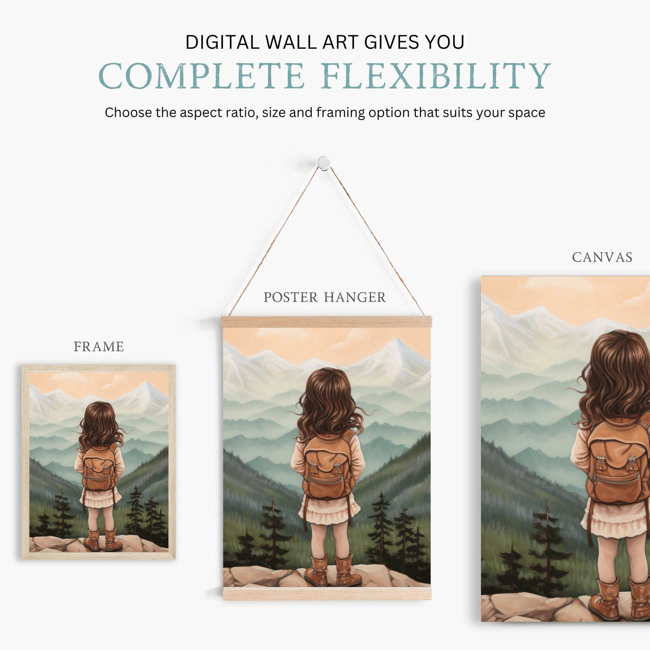 Brave Girl Adventure Wall Art – Nature Girls Room Print • Set of 3