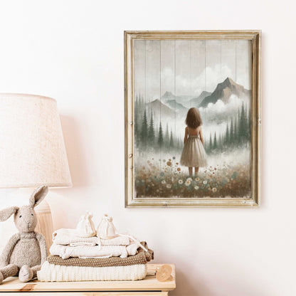 Girl Adventure Prints, Mountain Nursery Decor, Toddler Room Art - WildfieldPrints