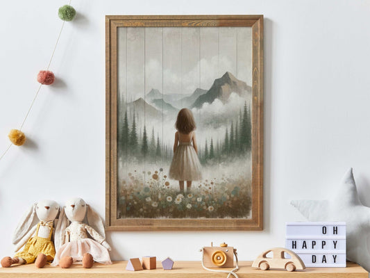 Girl Adventure Prints, Mountain Nursery Decor, Toddler Room Art - WildfieldPrints