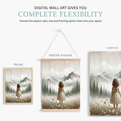 Girl Adventure Prints, Mountain Nursery Decor, Toddler Room Art - WildfieldPrints