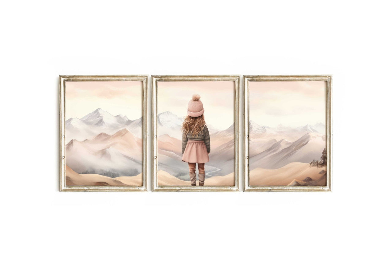 Girl Adventure Wall Art – Nature Nursery Print • Set of 3