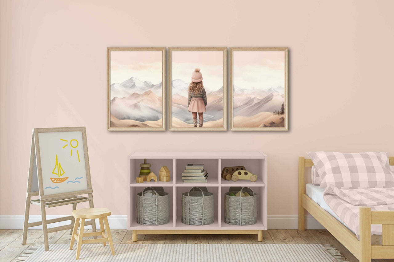 Girl Adventure Wall Art – Nature Nursery Print • Set of 3
