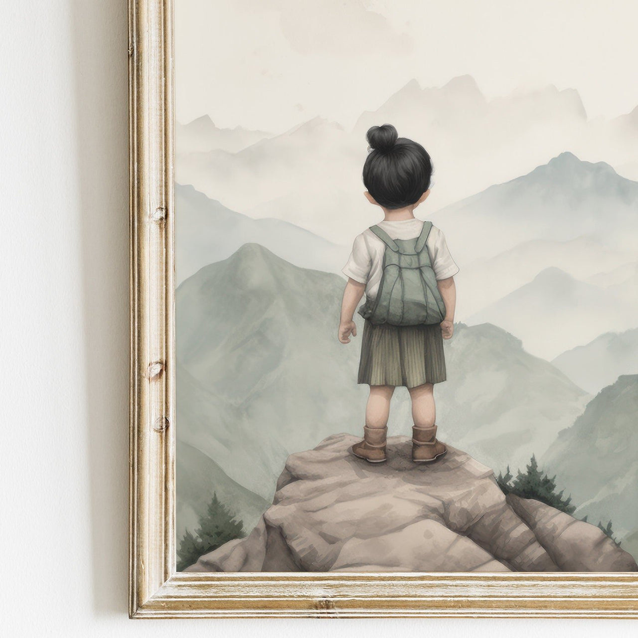 Little Girl Adventurer Wall Art – Nature Nursery Print for Girls • Set of 3