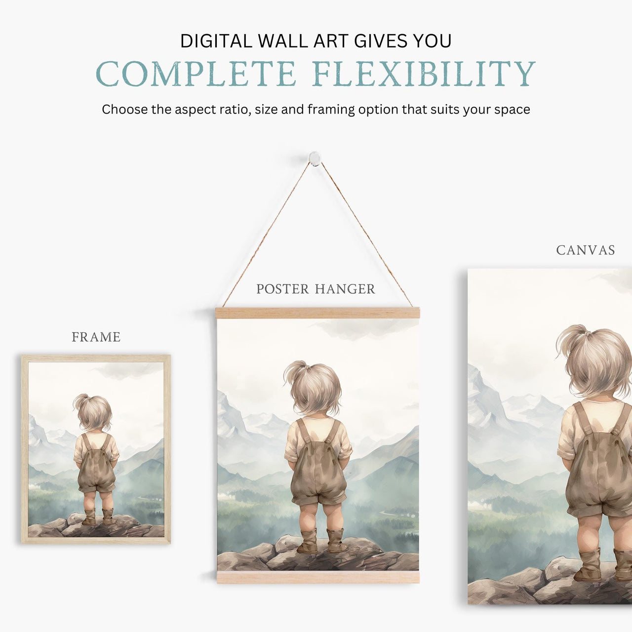 Blonde Girl Wall Art – Nature Kids Room Print • Set of 3