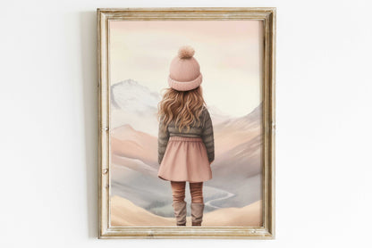 Girl Adventure Prints, Outdoor Mountain Decor, Kids Room Art - WildfieldPrints