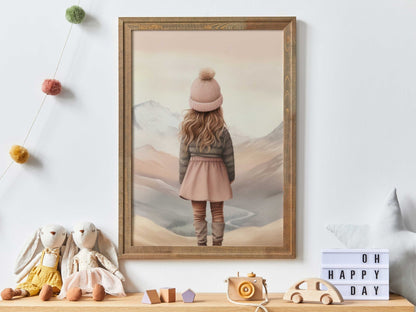 Girl Adventure Prints, Outdoor Mountain Decor, Kids Room Art - WildfieldPrints