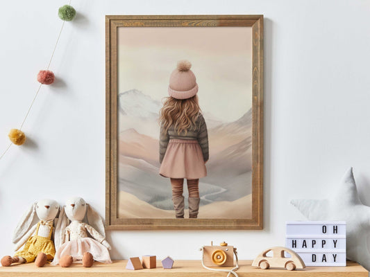 Girl Adventure Prints, Outdoor Mountain Decor, Kids Room Art - WildfieldPrints