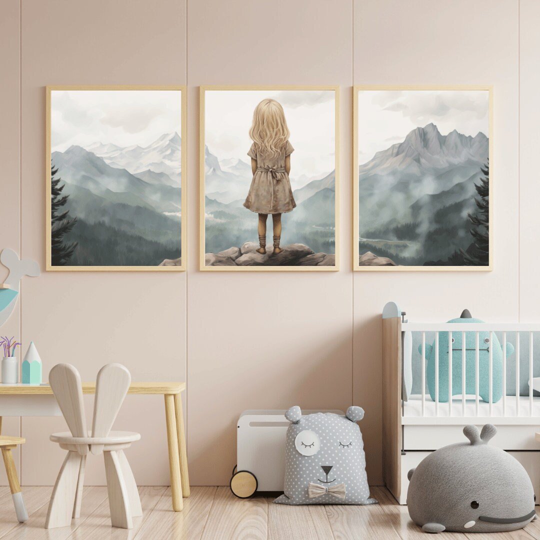 Blonde Adventurer Wall Art – Adventure Girls Room Decor • Set of 3