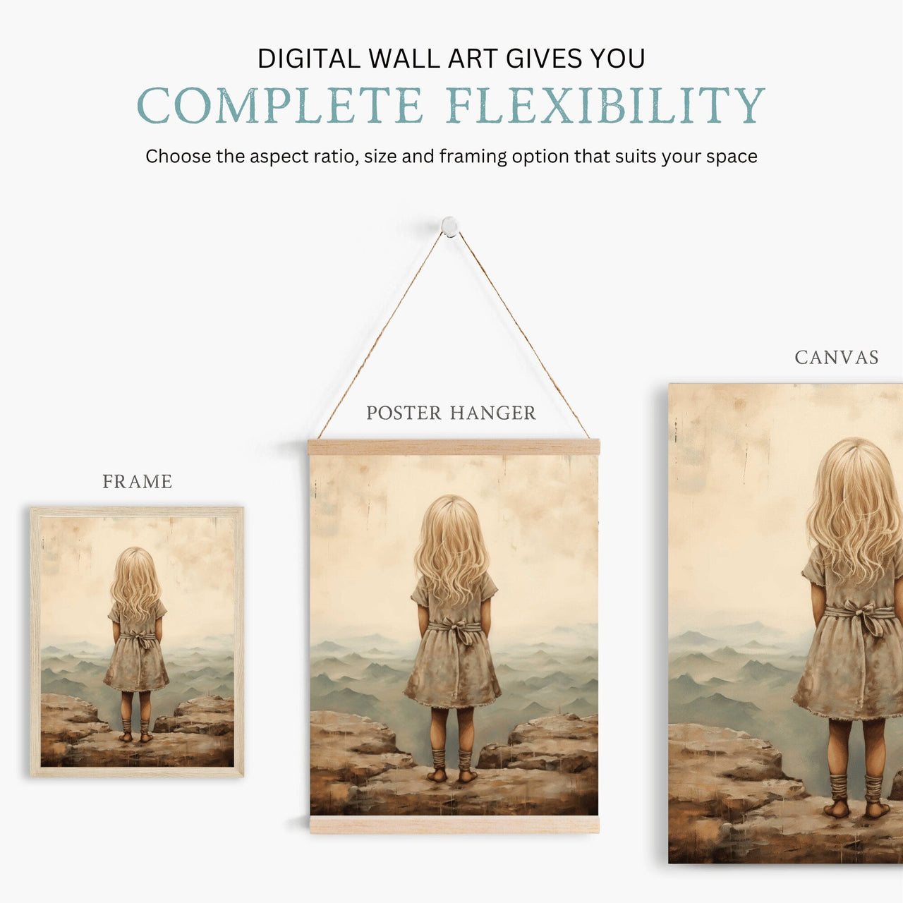 Mountain Wall Art – Adventure Nursery Print for Girls
