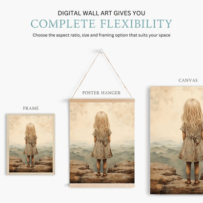 Girl Adventure Prints, Rustic Nursery Decor, Mountain Wall Art - WildfieldPrints