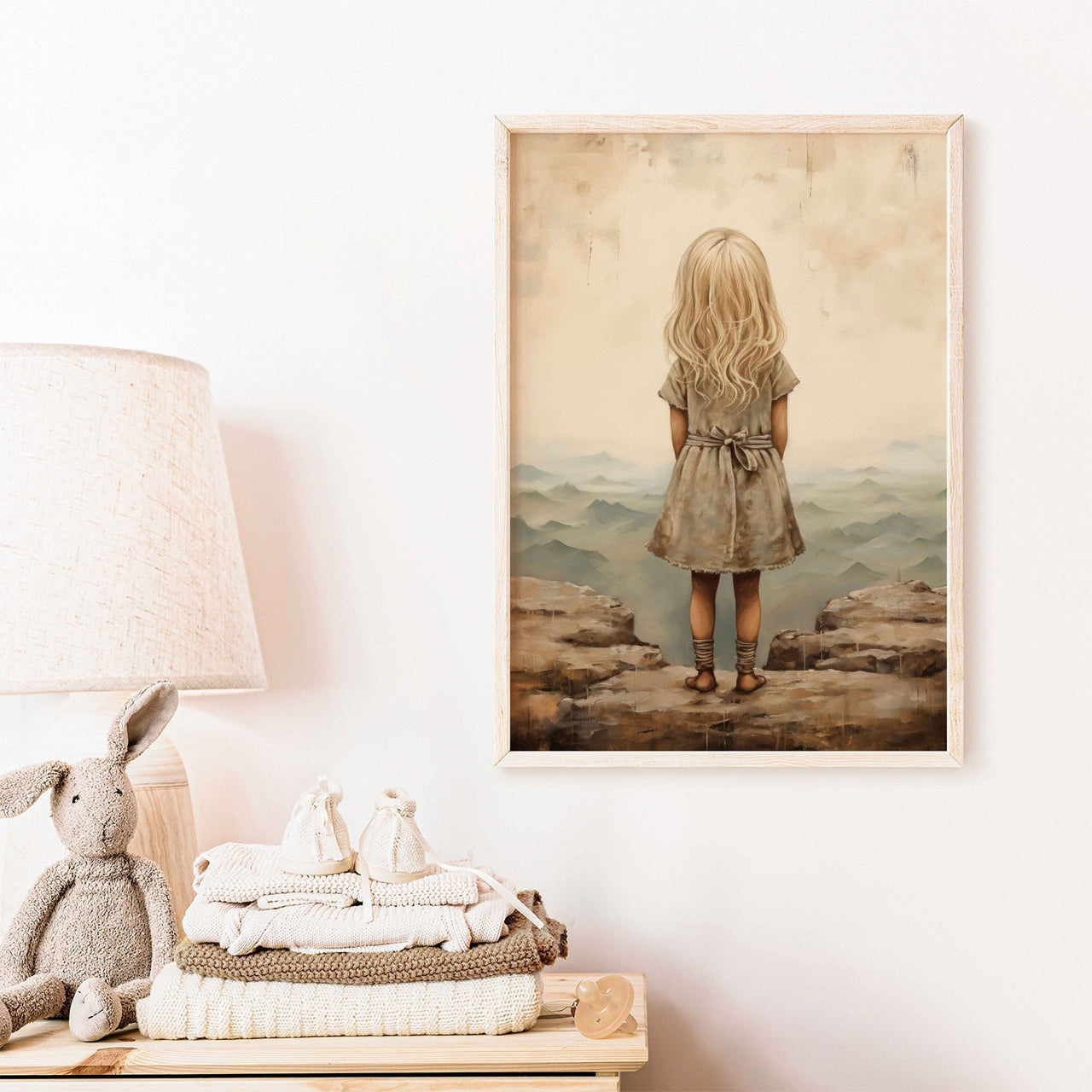 Mountain Wall Art – Adventure Nursery Print for Girls