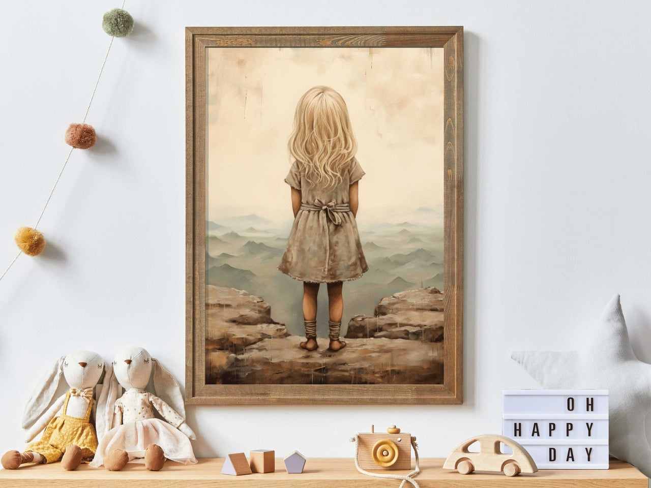 Mountain Wall Art – Adventure Nursery Print for Girls