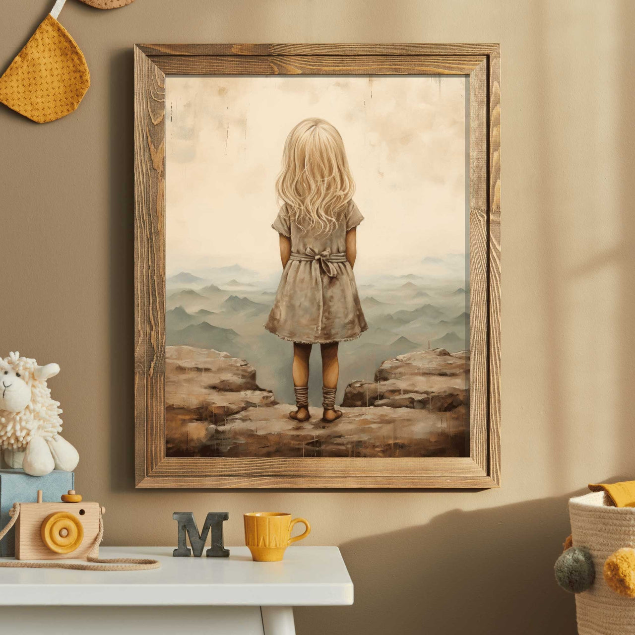 Mountain Wall Art – Adventure Nursery Print for Girls