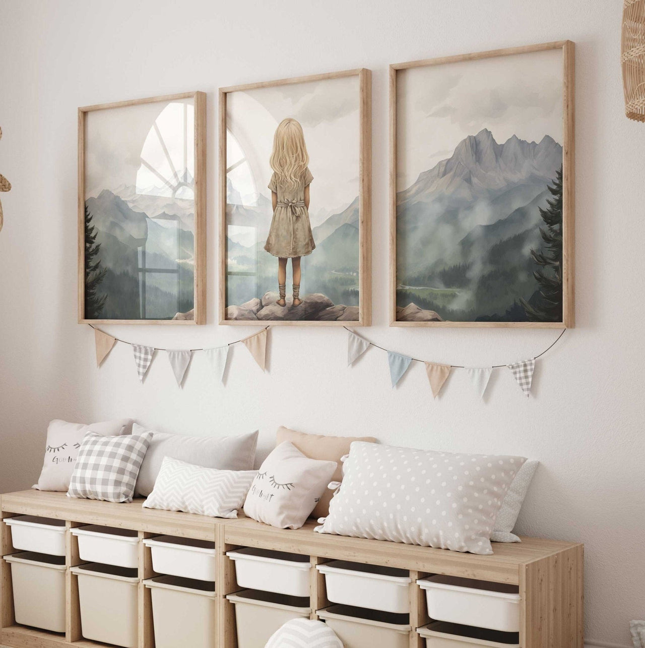 Blonde Adventurer Wall Art – Adventure Girls Room Decor • Set of 3