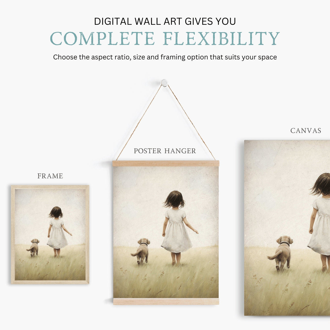 Girl and Puppy Print – Animal Nursery Wall Decor