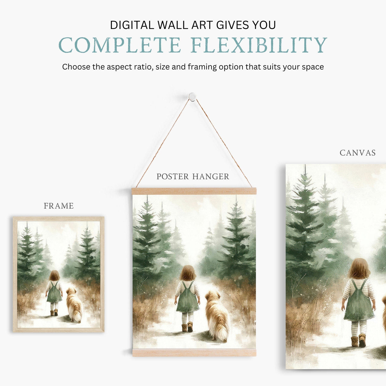 Golden Retriever Forest Walk Wall Art – Animal Nursery Print