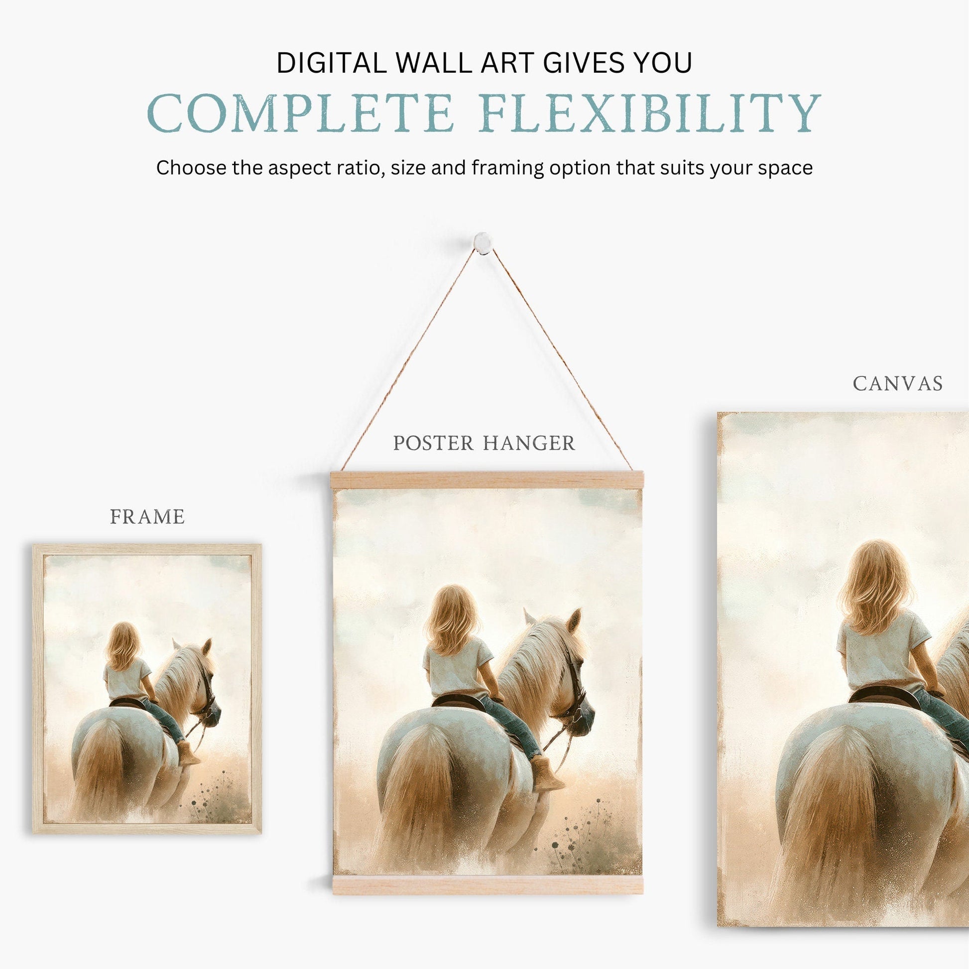 Girl and Horse Painting, Girls Room Decor, Equestrian Wall Art - WildfieldPrints