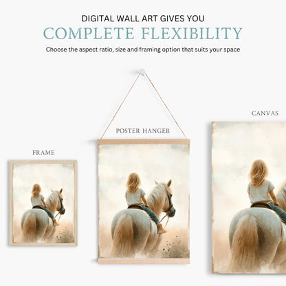 Girl and Horse Painting, Girls Room Decor, Equestrian Wall Art - WildfieldPrints