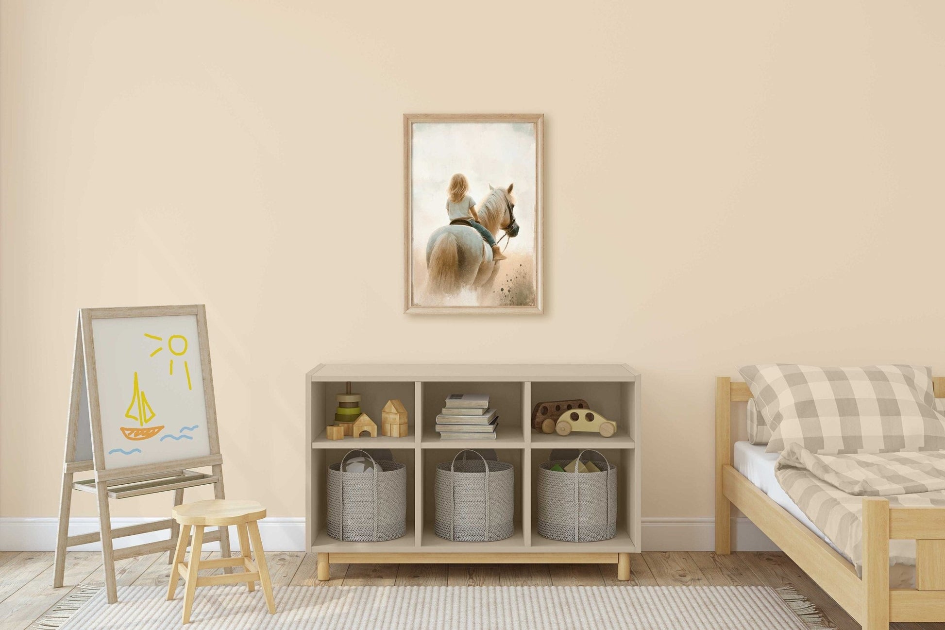 Girl and Horse Painting, Girls Room Decor, Equestrian Wall Art - WildfieldPrints