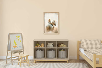 Girl and Horse Painting, Girls Room Decor, Equestrian Wall Art - WildfieldPrints