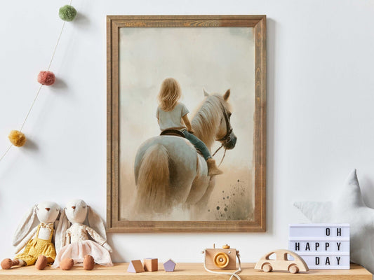 Girl and Horse Painting, Girls Room Decor, Equestrian Wall Art - WildfieldPrints