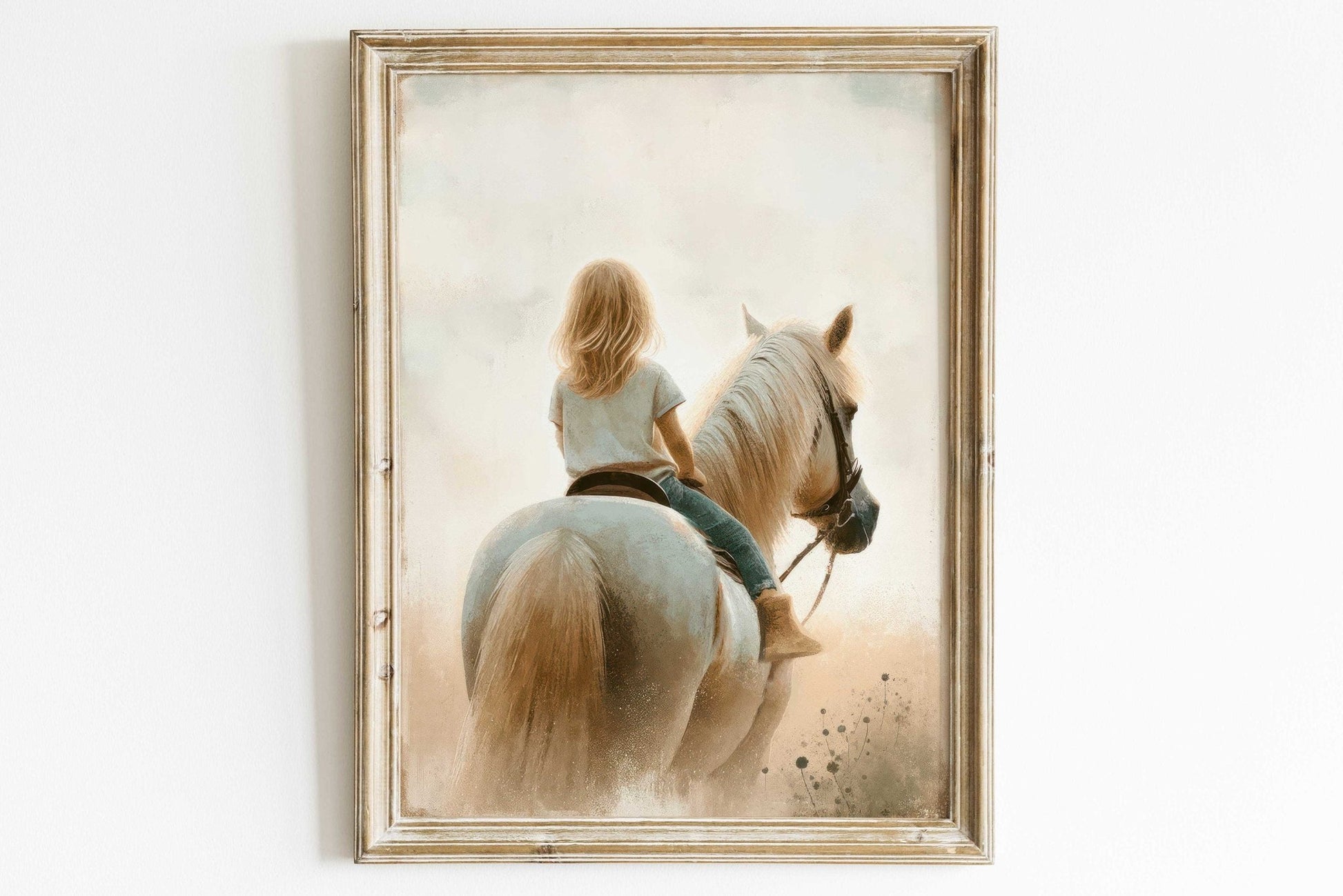 Girl and Horse Painting, Girls Room Decor, Equestrian Wall Art - WildfieldPrints
