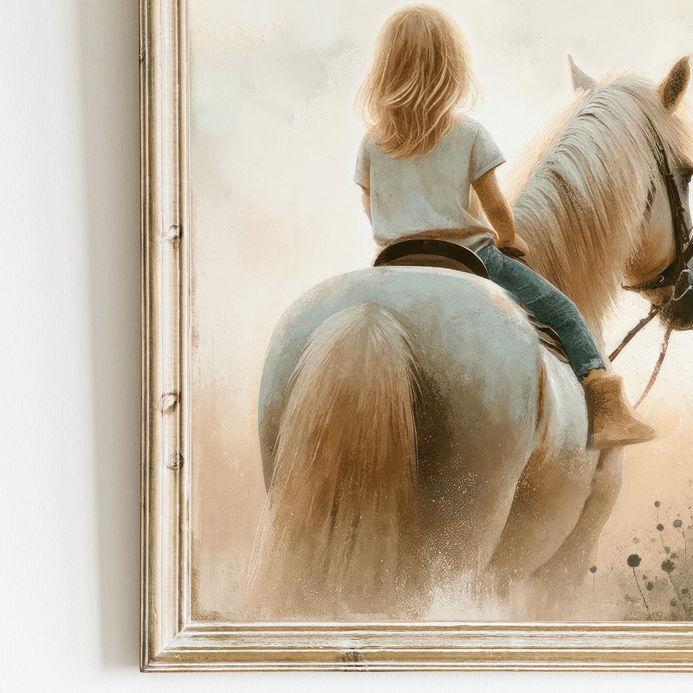 Girl and Horse Painting, Girls Room Decor, Equestrian Wall Art - WildfieldPrints