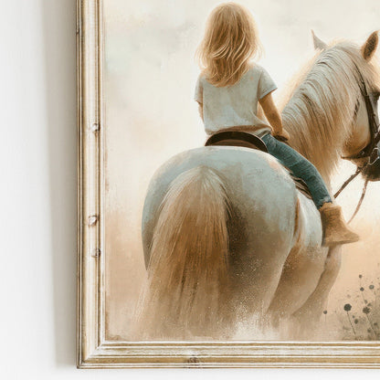 Girl and Horse Painting, Girls Room Decor, Equestrian Wall Art - WildfieldPrints