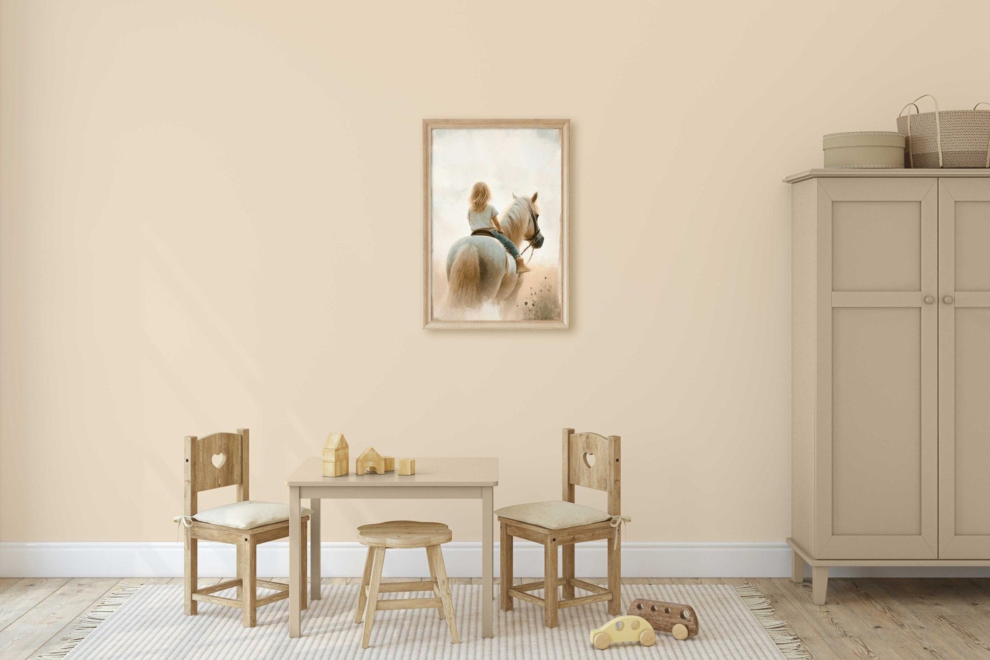 Girl and Horse Painting, Girls Room Decor, Equestrian Wall Art - WildfieldPrints