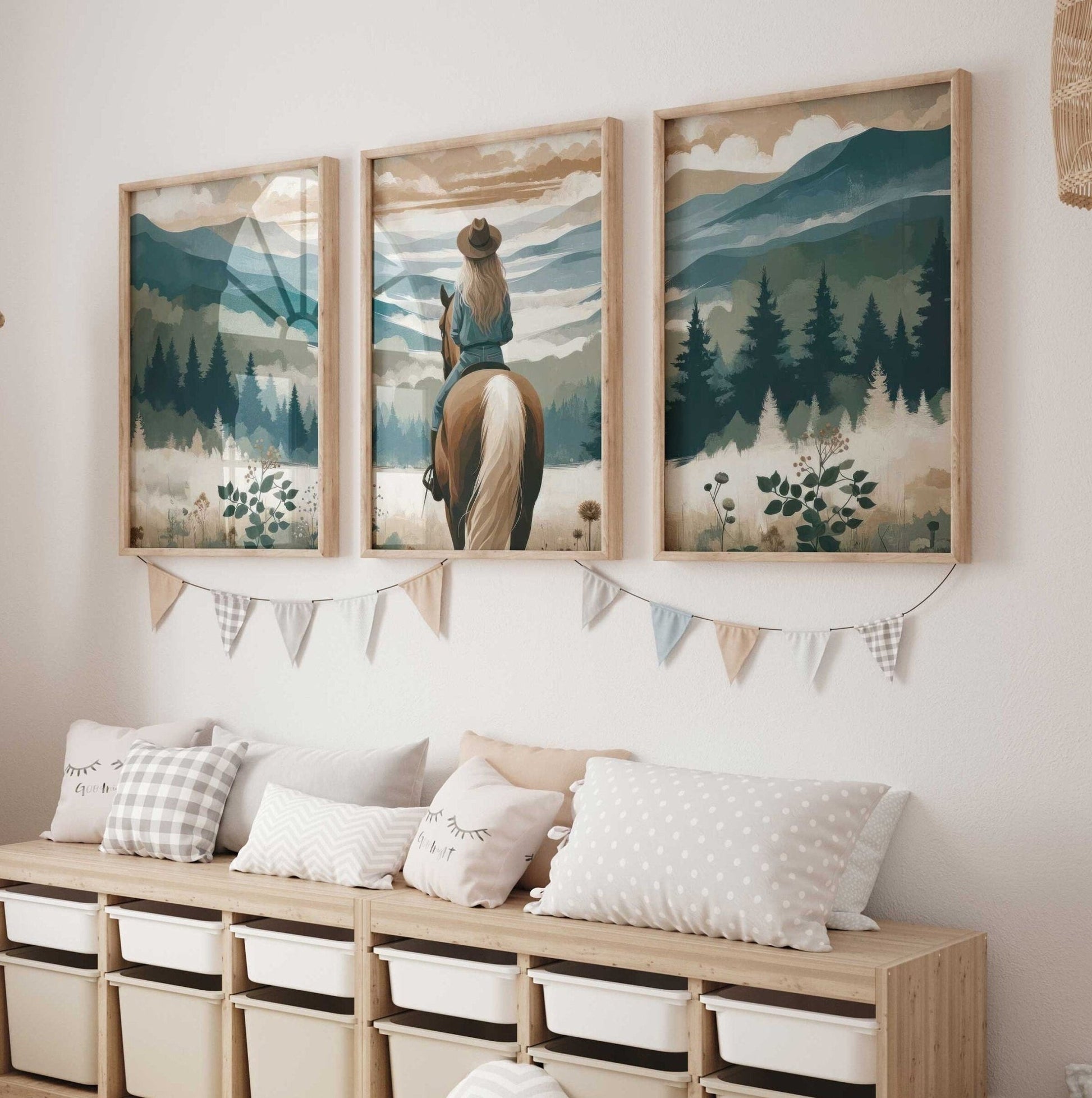 Girl and Horse Prints, Equestrian Nursery Decor, Gifts for Young Girl - WildfieldPrints