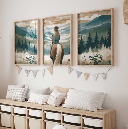 Girl and Horse Prints, Equestrian Nursery Decor, Gifts for Young Girl - WildfieldPrints
