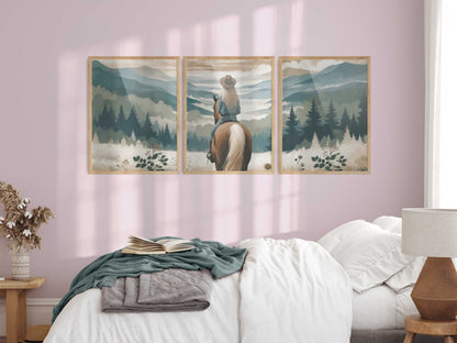 Girl and Horse Prints, Equestrian Nursery Decor, Gifts for Young Girl - WildfieldPrints