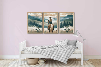 Girl and Horse Prints, Equestrian Nursery Decor, Gifts for Young Girl - WildfieldPrints